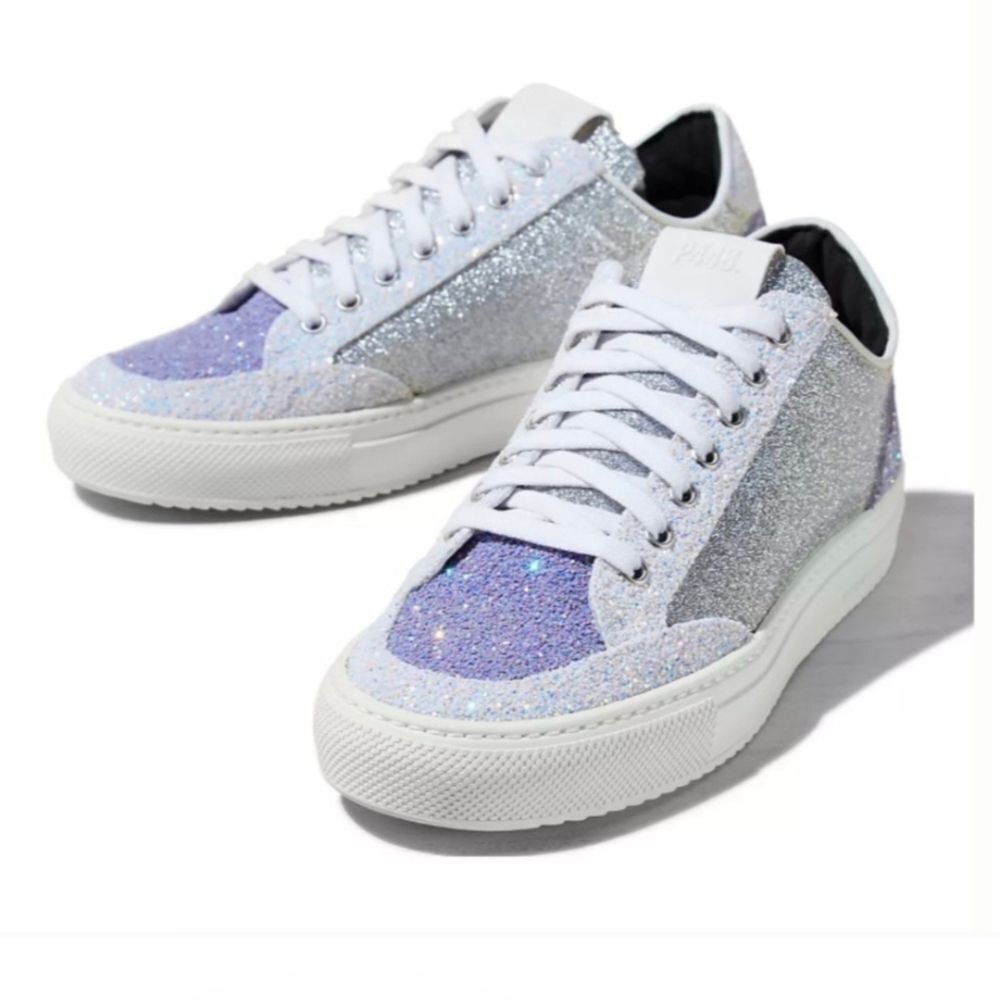 P448  Soho Melrose Purple Pattern Glitter Low Top Sneakers Women's 38
